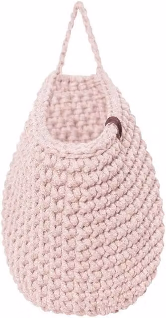 Zuri House Crochet Hanging Bag in Pale Pink, XXS