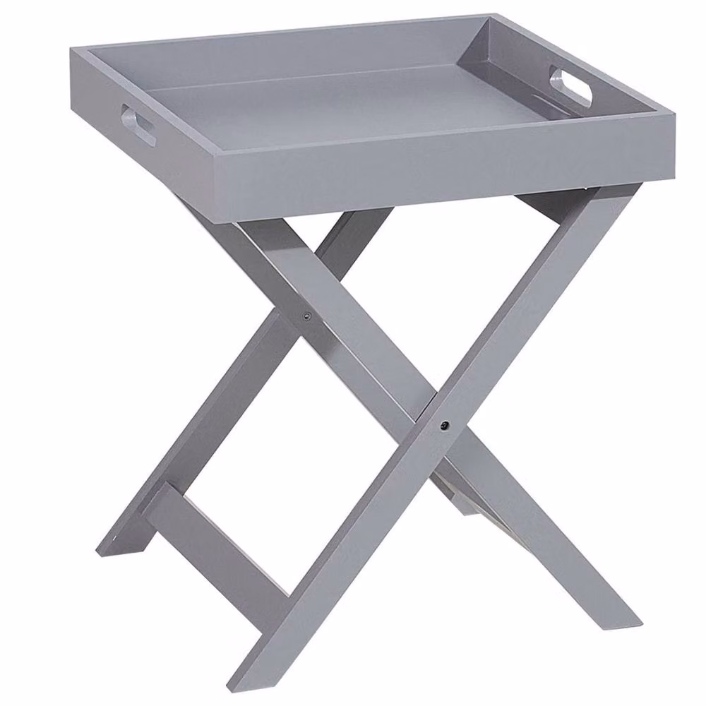 Wyld and Coco Nordic Living Grey Folding Side Table with Removable Tray, W/D/H: 40 x 40 x 46 cm – 2