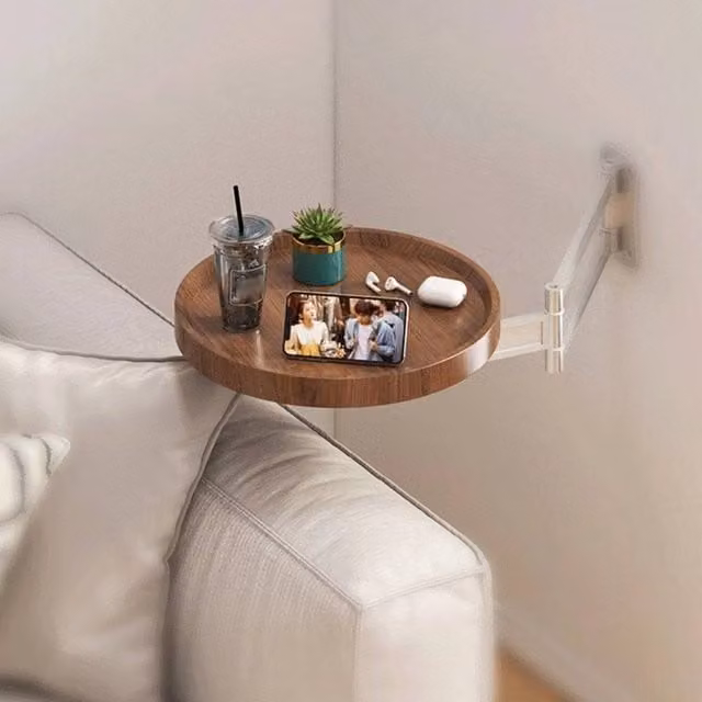KORVIXA Wall-Mounted Floating Nightstand Bedside Storage Shelf in Brown, W/D/H: 100 x 100 x 1 cm