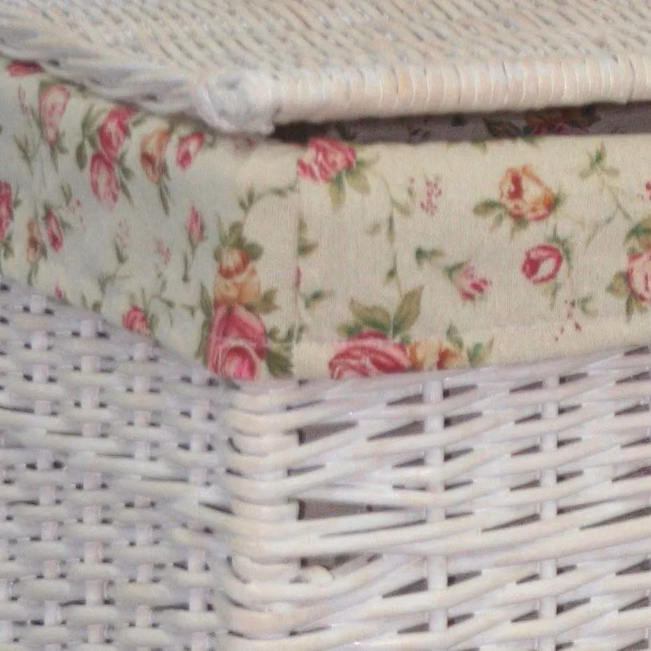 Red Hamper Square White Wash Wicker Laundry Basket with Cotton Lining and Handles, Red
