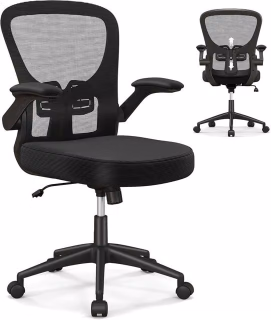 Costway Black Swivel Mesh Task Chair with Armrests