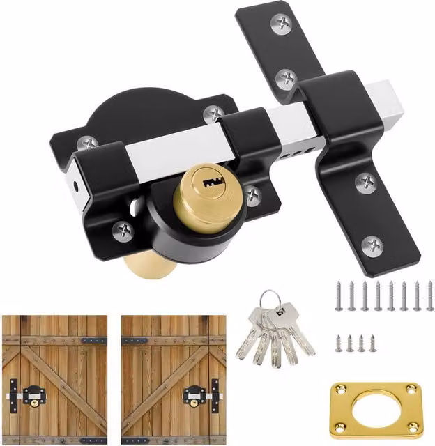 EONLION Black Steel Rim Lock Garage and Gate Bolt, W: 520 mm, H: 10000 mm