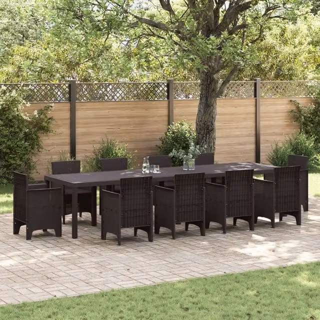 Berkfield Home Brown Poly Rattan Garden Table W: 350 cm, D: 100 cm, H: 73 cm – 1