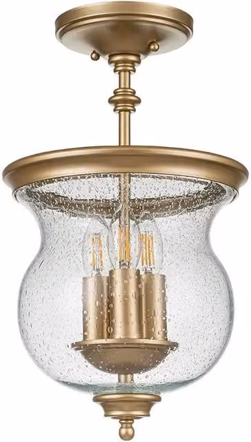 Netlighting Pickering Lane 3 Light Lanterns Pendant in Gold Brass and Transparent Glass