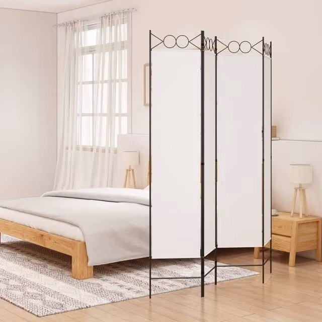 Berkfield Home 4-Panel Room Divider in White, W/H: 160 x 200 cm