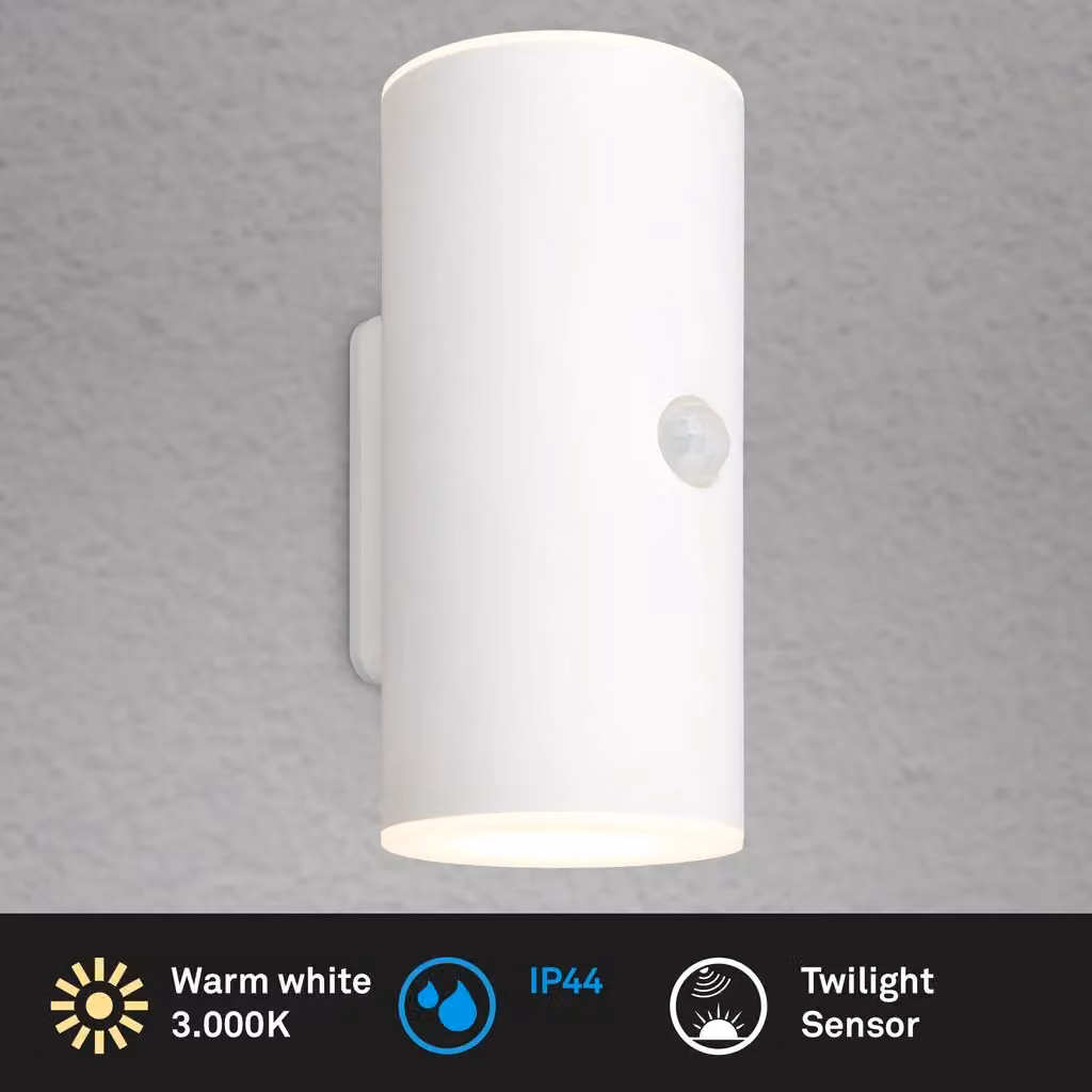 Briloner Rechargeable LED Outdoor Wall Lamp with Motion and Dusk Sensor, White, H x W x D: 15.5 x 7 x 8.5 cm – 2