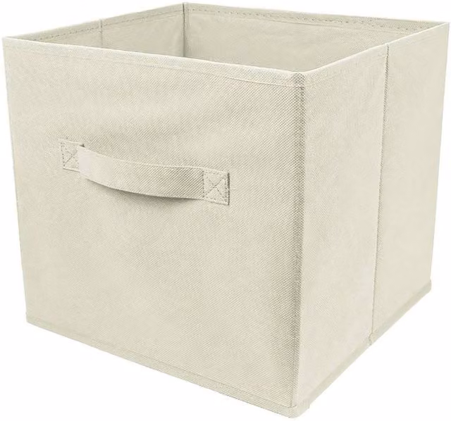 KORVIXA Beige Foldable Canvas Storage Bins, Pack of 2