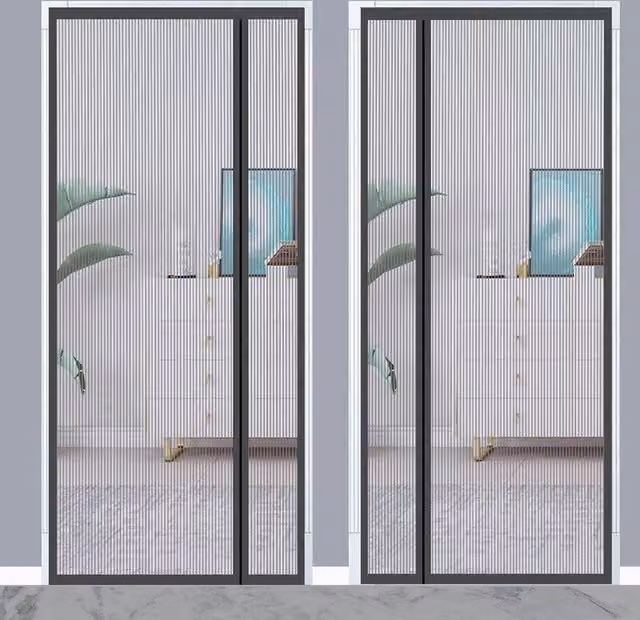 Kelvenix Magnetic Mesh Curtain Door in Grey, W: 90 cm, H: 210 cm