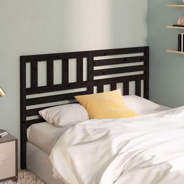 Berkfield Home Beautiful Bed Headboard in Black Solid Pine Wood, W: 166 cm, D: 4 cm, H: 100 cm