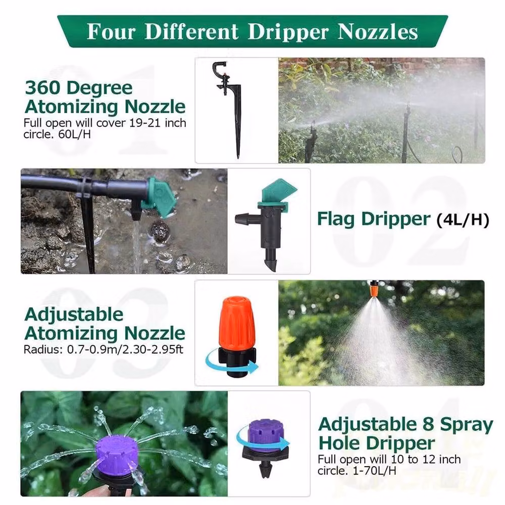 FLAVORA 154-Piece DIY Automatic Drip Irrigation System Kit with 30m Hose and Micro-Sprayer in Multicolour – 3
