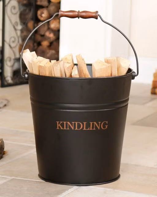 Dibor Traditional Black and Copper Metal Fireside Bucket for Coal, Log Storage and Kindling with Handles – 1