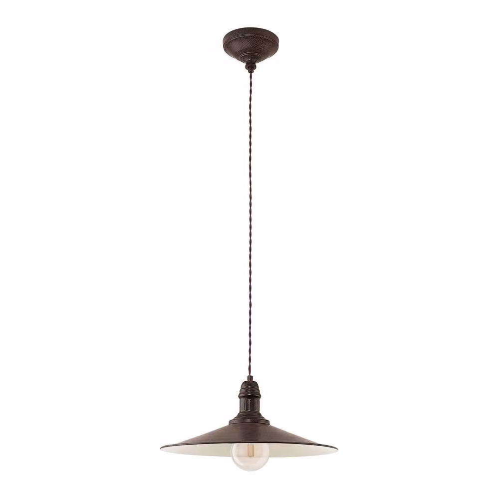 Eglo Stockbury Industrial Pendant Light in Brown and Beige Metal – 2