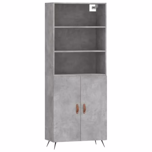 vidaXL Modern Highboard Sideboard in Grey, featuring Hinged Doors and Internal Shelves for your Living Room or Bedroom, W/D/H: 180 x 69.5 x 34 cm – 1