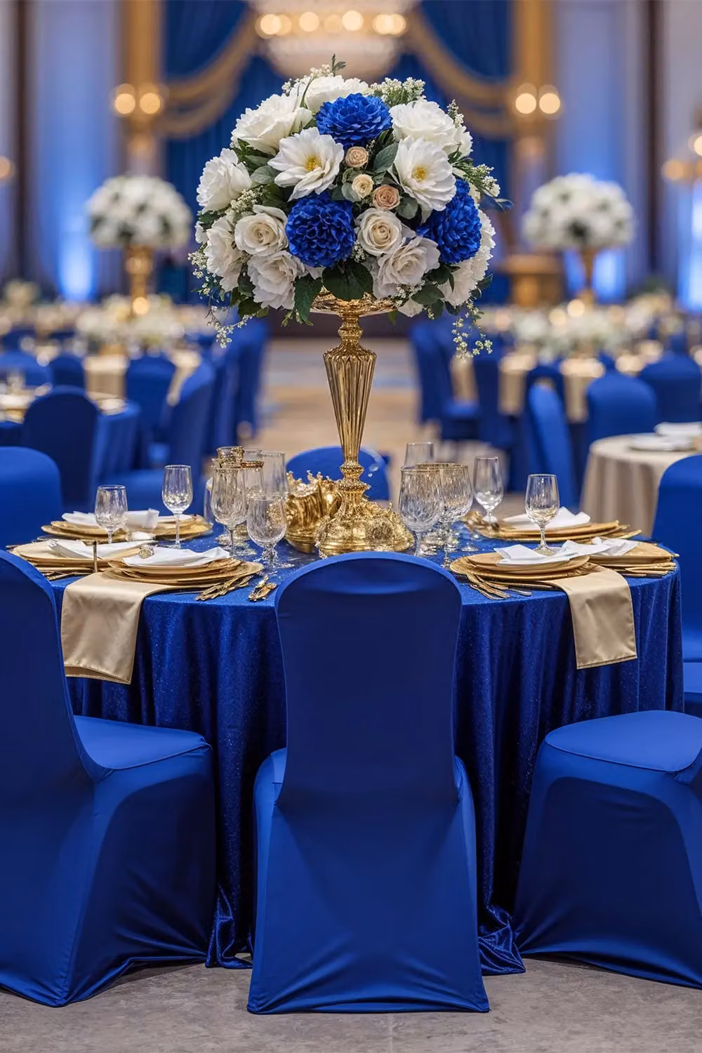 Neel Blue 10-Piece Spandex Polyester Stretch Dining Chair Covers in Royal Blue – 6