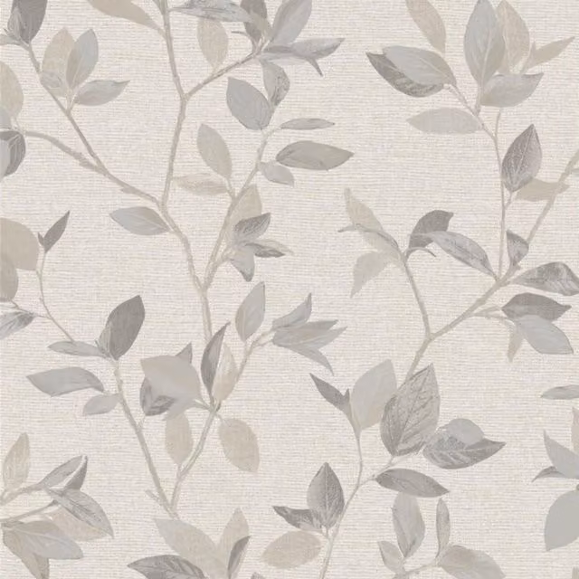 Rasch Silver Birch Leaf Botanical Floral Wallpaper in Silver and Sand – 1
