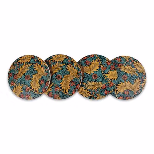 Half Moon Bay William Morris Floral Ceramic Coaster Set of 4 in Multicolour and Blue – 3