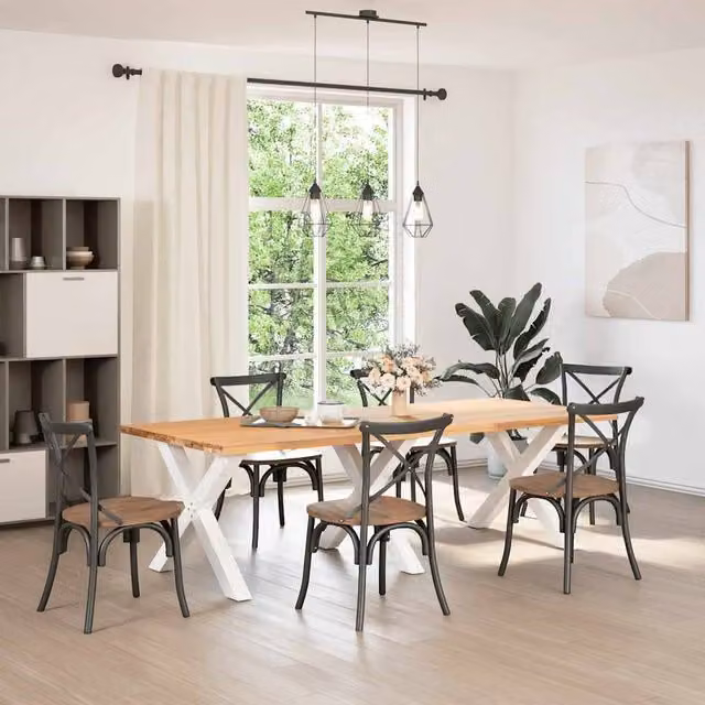 Berkfield Home X-Shaped Dining Table Legs, 3 Piece Set, White Matt Steel, H: 72-73 cm x W: 90 cm – 1
