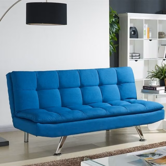 Kingdom 3 Seater Blue Fabric Click-Clack Sofa Bed