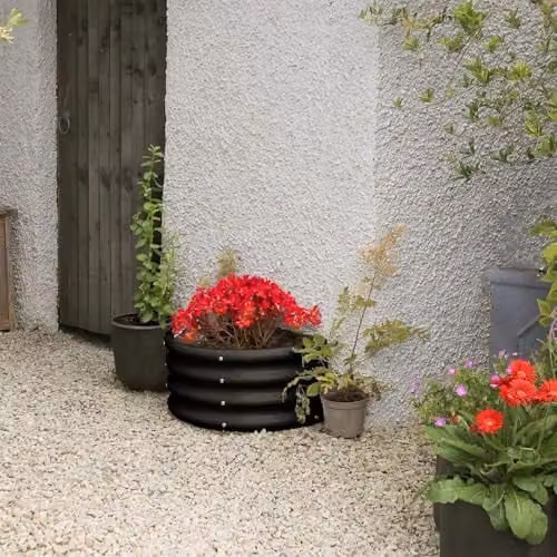 Harbour Housewares Semi-Circle Raised Garden Bed in Anthracite, Galvanised Steel Metal Planter, W: 60 cm, D: 30 cm, H: 30 cm – 4