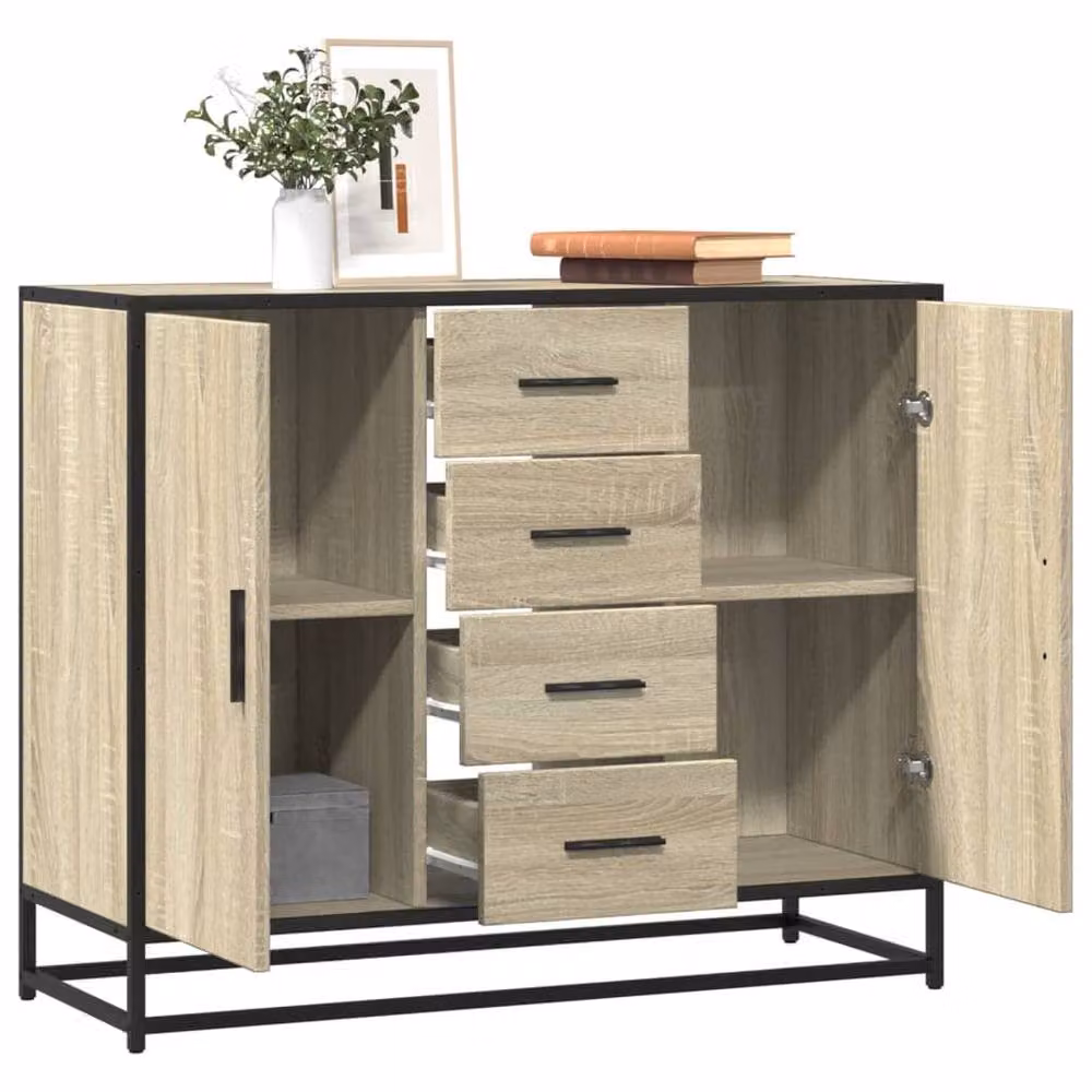 Berkfield Home Sonoma Oak Sideboard in Light Brown, W/D/H: 92 x 35 x 76 cm – 2