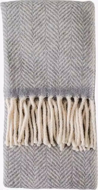 Perch & Parrow Toasty Grey Wool Throw with Fringes