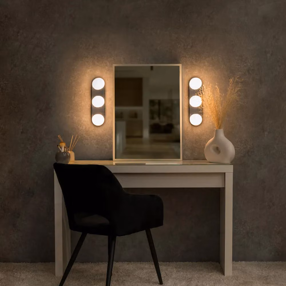ValueLights Orbital 3 Way Bar LED Wall and Ceiling Light with Opal Glass Globe in Chrome Silver, IP44 Rated – 3