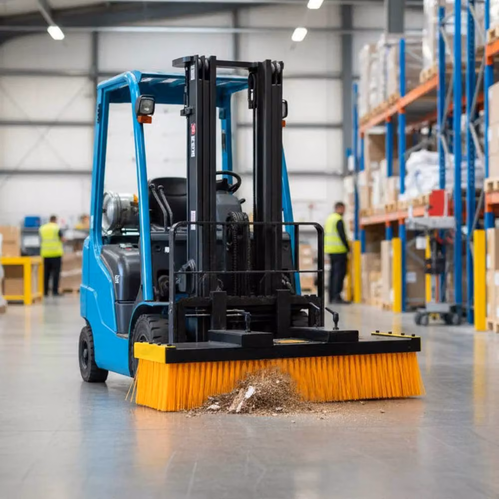 Monstershop Forklift Sweeper Brush in Orange with Steel Construction, W/D/H: 120 x 40 x 28 cm – 5