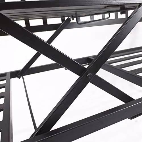 Outsunny 2 Seater Metal Garden Bench with Foldable Middle Table in Black – 5