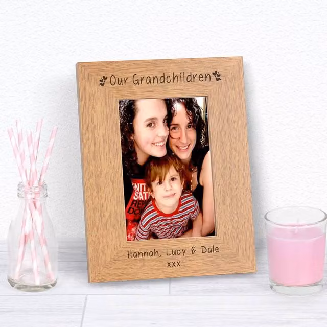 Uniqueful Personalised Grandchildren Wood Picture Frame, Brown, 7 x 5 in