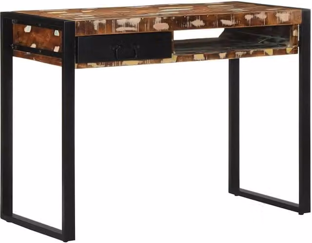 Berkfield Home Multicolour Reclaimed Solid Wood Writing Desk, W/D/H: 100 x 50 x 75 cm – 1