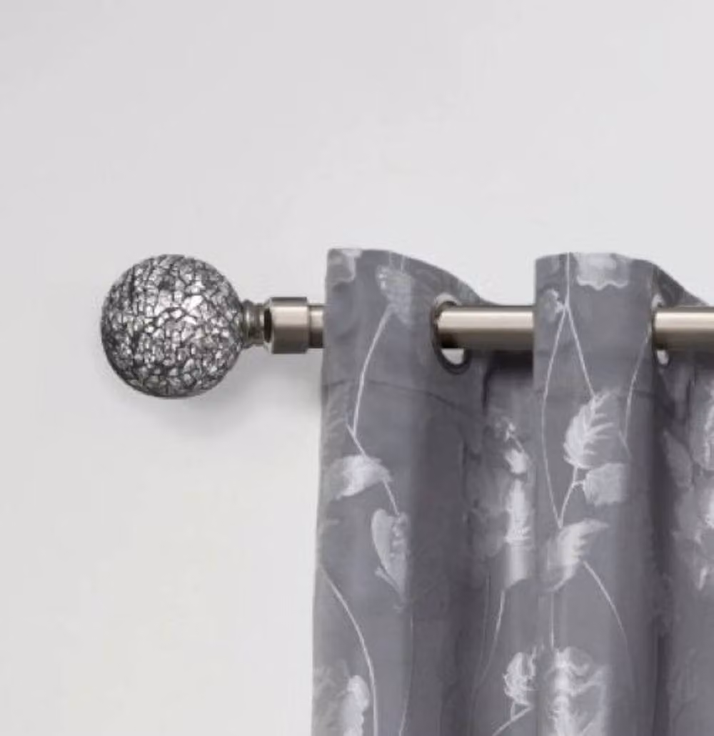 New Edge Blinds Mirrored Extendable Eyelet Curtain Pole Set in Black, Width: 120 cm – 2