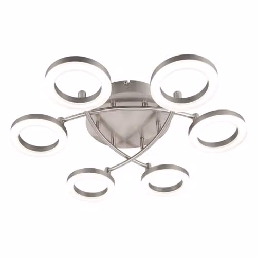 Cosylyte Juni 6 Ring LED Modern Ceiling Flush Light, Silver, W: 50 cm, D: 45 cm, H: 11.5 cm, 3,000K Neutral White, 2,100lm, Dimmable – 1