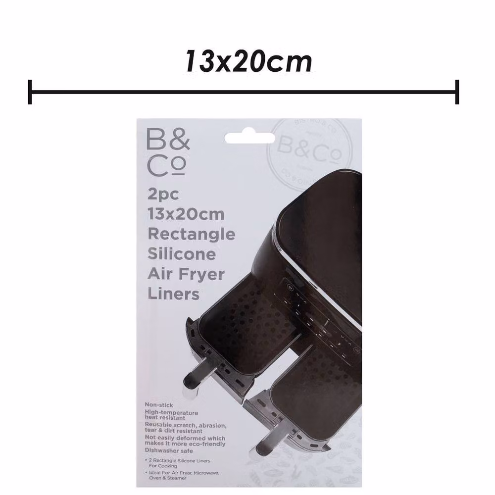 VFM Reusable Non Stick Rectangular Silicone Air Fryer Liner, Grey or Black, W: 13 cm x D: 13 cm x H: 1 cm – 2