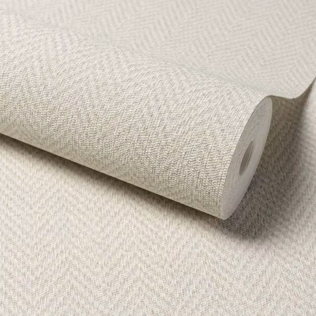 Grandeco Antiga Herringbone Chevron Weave Textured Wallpaper in Beige