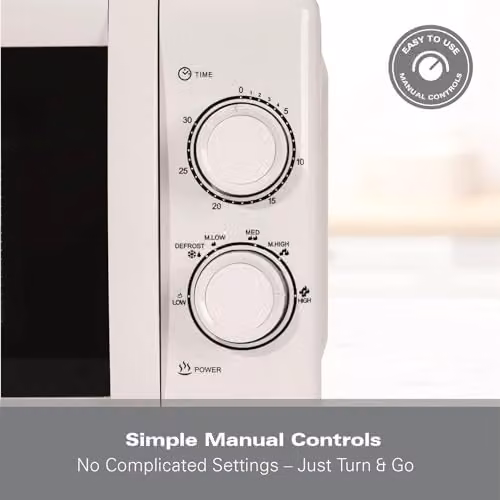 Hamilton Beach 20L Solo Manual Microwave in White with Stainless Steel Cavity and 700W Power – 3