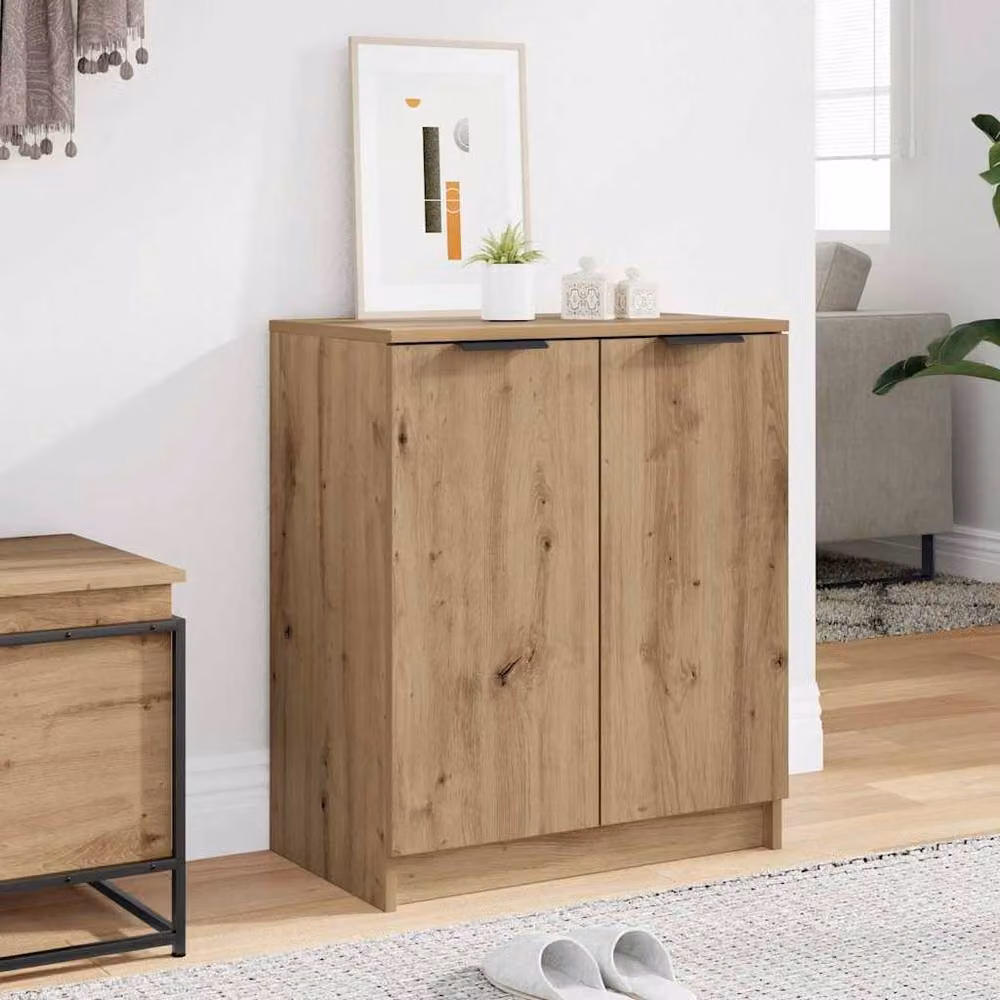 Berkfield Home Artisan Oak Shoe Cabinet in Brown, W/D/H: 59 x 35 x 70 cm – 2