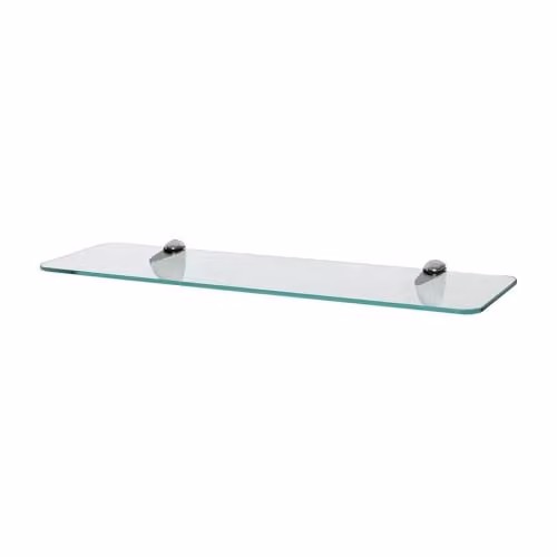 Harbour Housewares Straight Wall-Mounted Glass Bathroom Shelf in Transparent and Silver, W: 50 cm, D: 13 cm, H: 5 cm