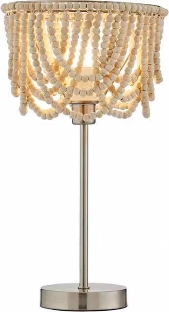 Litecraft Pilli Beaded Table Lamp in Silver and Beige