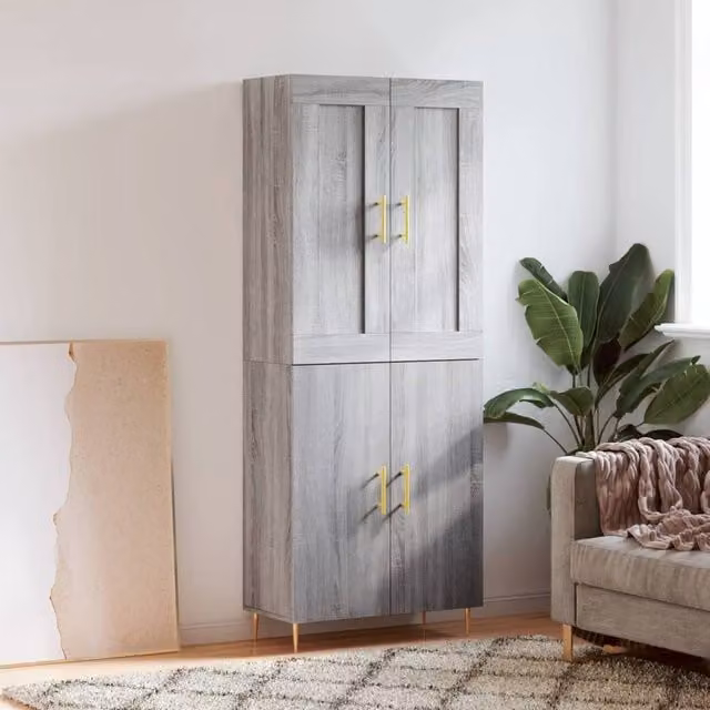 Berkfield Home Sonoma Highboard in Grey, W: 69.5 cm, D: 34 cm, H: 180 cm
