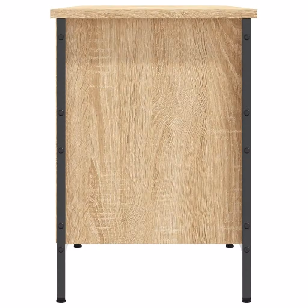 Berkfield Home Sonoma Oak Shoe Cabinet in Brown with Integrated Seat, W/D/H: 131 x 35 x 50 cm – 3