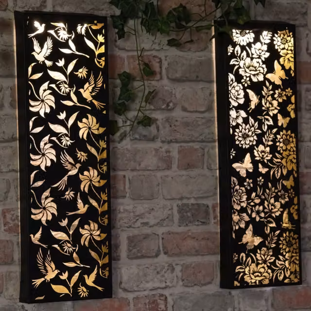 Betley Butterfly Solar Wall Panel Garden Light in Black Metal