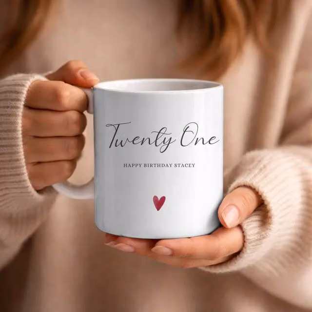 Aye Do Gifts Personalised Twenty One Birthday Mug for Women in White