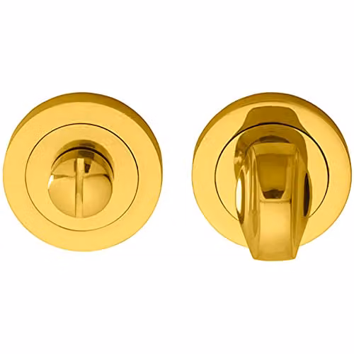 Loops Thumbturn Lock and Release Handle in Polished Brass, 50mm Diameter, Concealed Fix