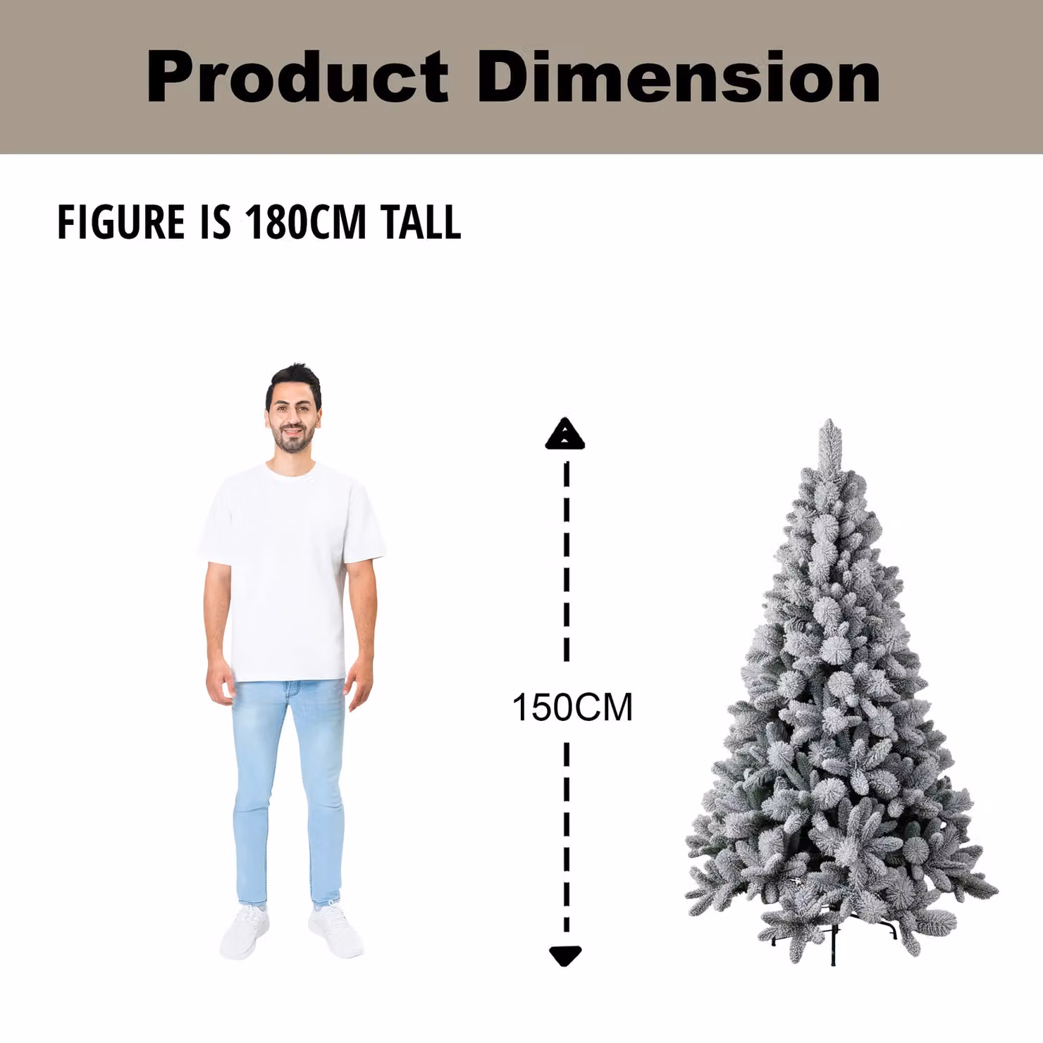 Shatchi 5FT Helsinki Fir Artificial Christmas Tree in Green and White with Frosted Snowy Boulder Pine Tips, Height: 152.4 cm – 4
