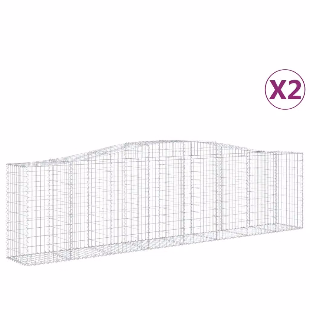 Berkfield Home Arched Gabion Baskets, 2 Piece Set, Silver Galvanised Steel, W: 400 cm, D: 50 cm, H: 100-120 cm – 2