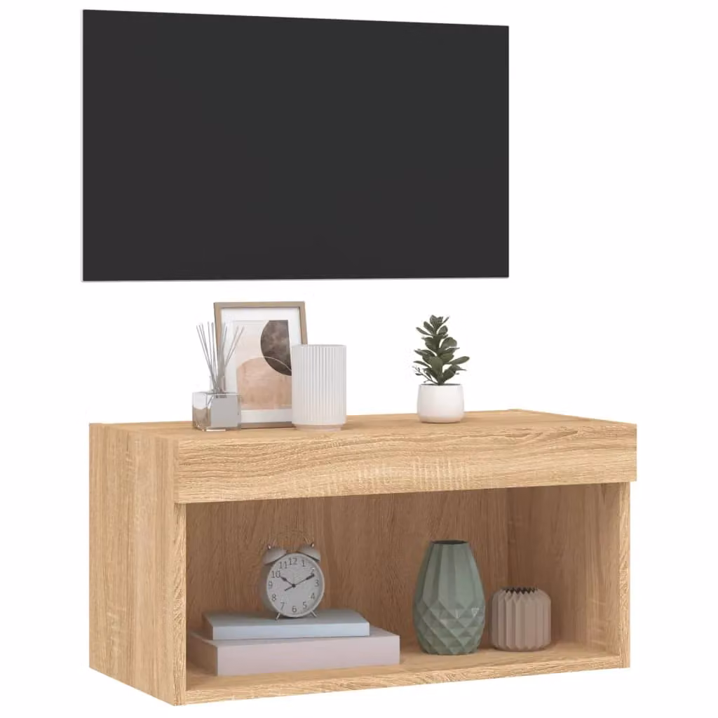 Berkfield Home TV Cabinet with LED Lights in Sonoma Oak Brown, W/D/H: 60 x 30 x 30 cm – 5