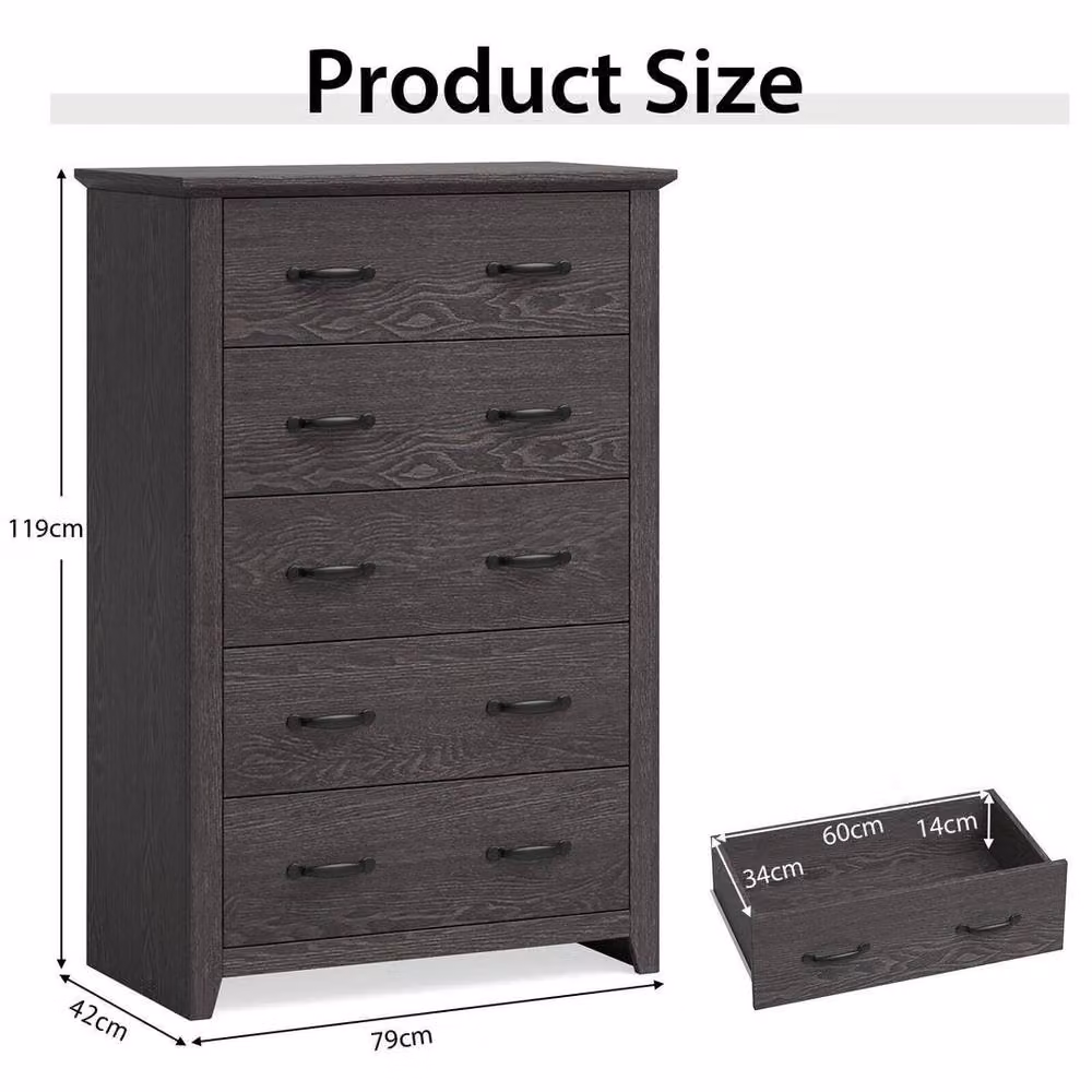 Kelvenix Modern Matt Grey Metal Chest of Drawers – 2