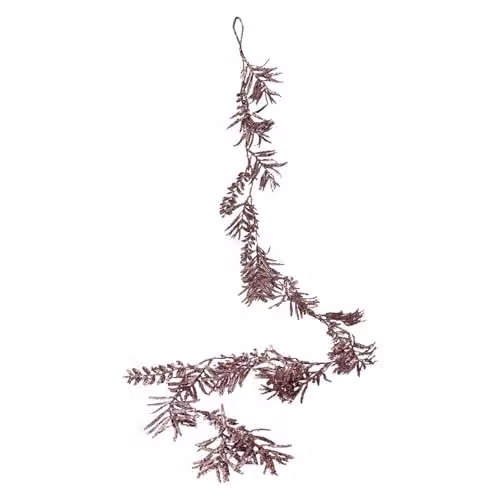 VFM e-Store Gold Christmas Glitter Leaves Garland Decoration, W: 15 cm, H: 150 cm