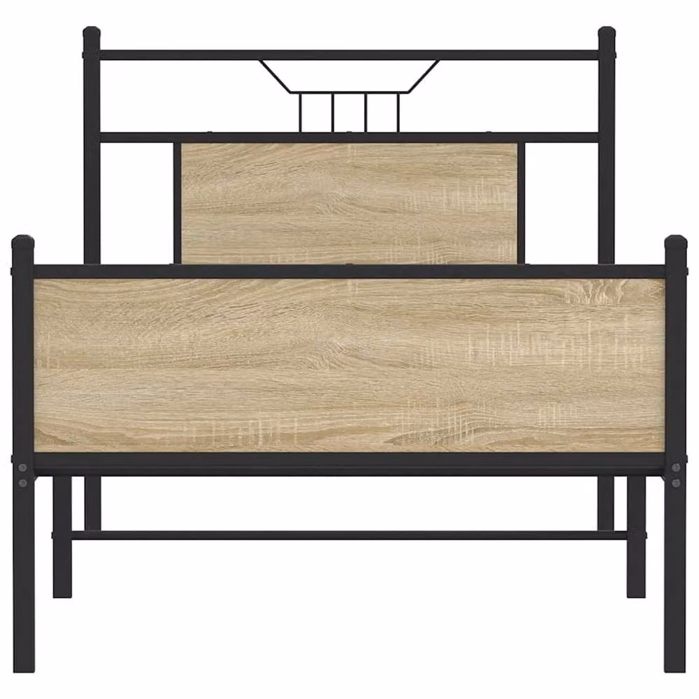 Berkfield Home Durable Single Bed Frame in Sonoma Oak and Brown, W/D/H: 90 x 190 cm – 3