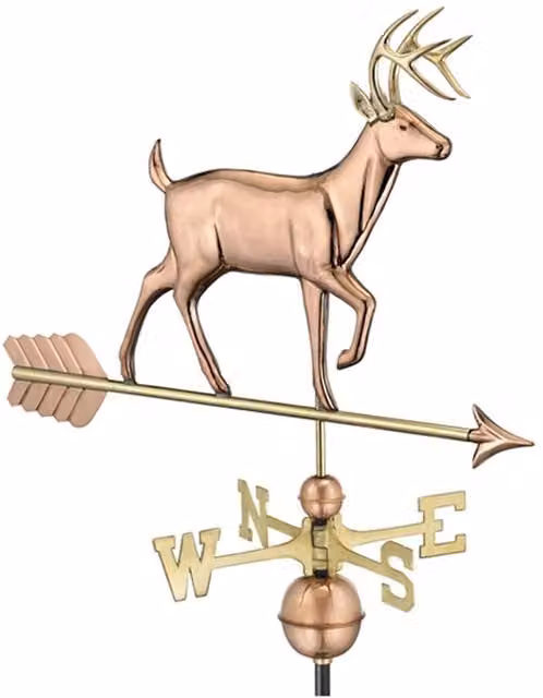 Good Directions Farmhouse Copper Buck Deer Weathervane in Bronze and Black, H 104 x W 84 x L 44 cm